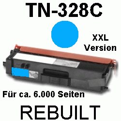 Toner-Patrone rebuilt Brother (TN-328C) Cyan MFC-9460CDN/9465CDN/9970CDW, HL-4140CN/4150CDN/4570CDW/4570CDWT, DCP-9055CDN/9270CDN